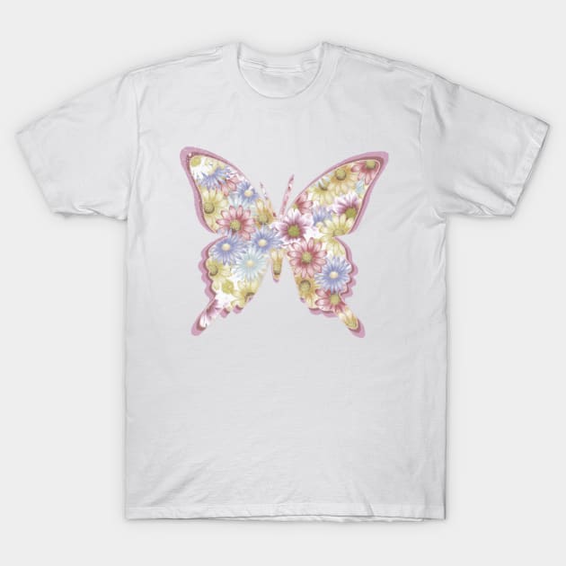 Bohemian Boho  Hippie Butterfly Flowers Vintage T-Shirt by Sassee Designs